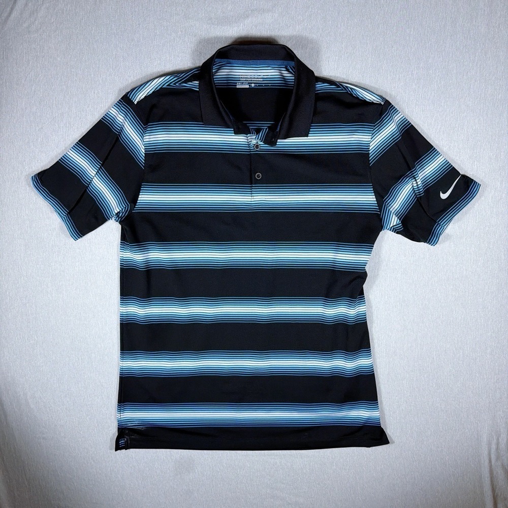 Nike Golf Polo Medium Black Dri-Fit Swoosh Mens Shirt